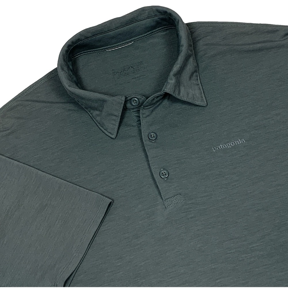 Patagonia Men's Cactusflats Polo Shirt Blue Teal Size XL Lyocell Hiking